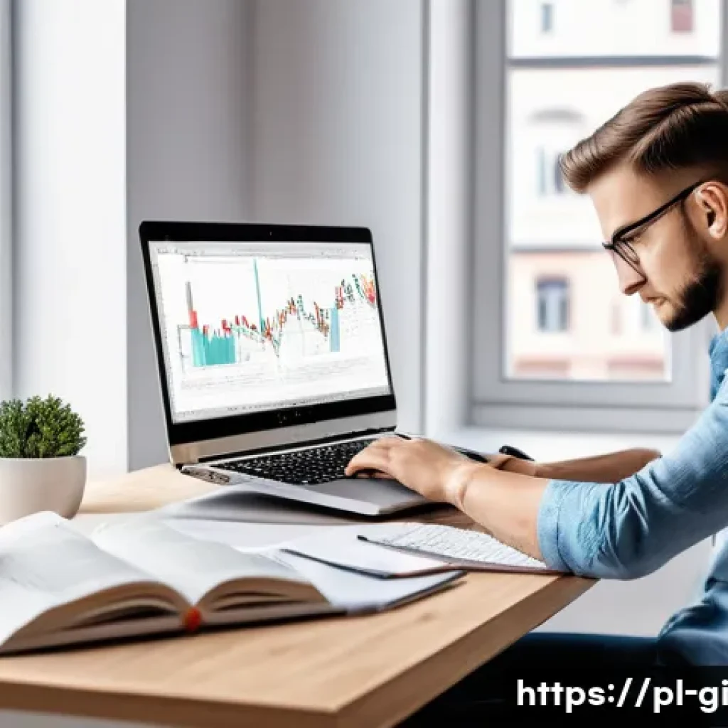 자기계발로 수입원 다각화하기 - A modern home office scene showing a young Polish professional passionately working on a laptop surr...